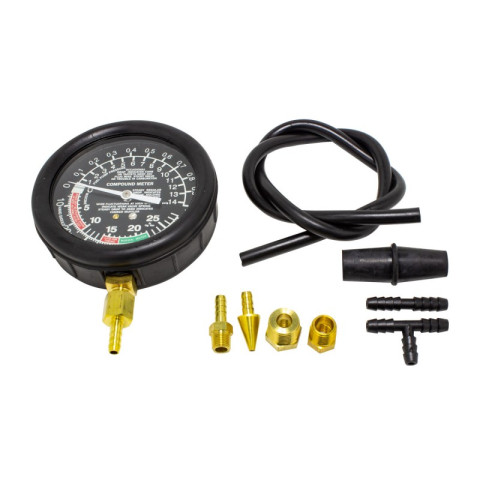 Тестер давления топлива и вакуума в наборе с резьбовыми адаптерами (9пр.) в кейсе F-904G4