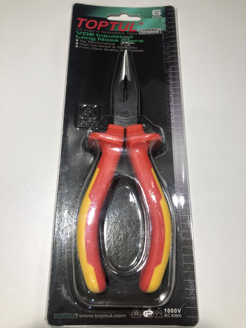 Плоскогубцы диэлектрические удлиненные 6" 1000V VDE TOPTUL DGCB2206
