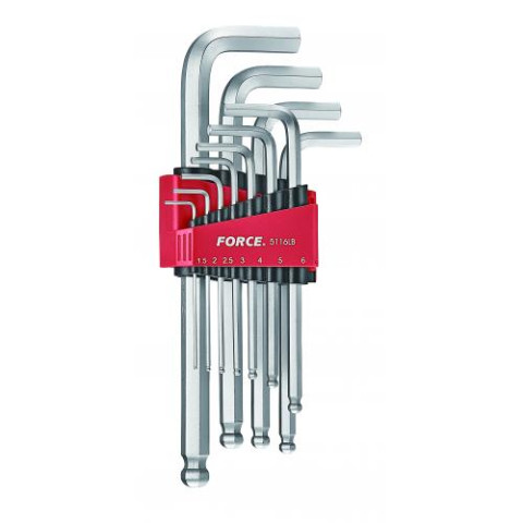 Набор ключей 6-гранных (HEX) Г-образных с шаром длинных 11 пр. (1.5-12 мм) (код 5116LB)