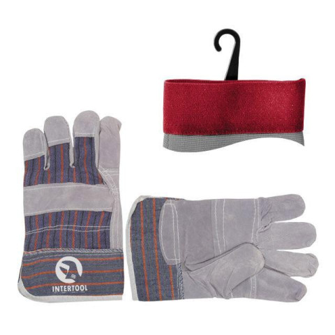 Перчатка комбинированная из замша и ткани 10.5" (ящик 120пар) INTERTOOL SP-0014W