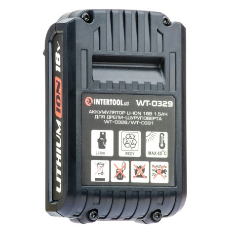 Аккумулятор Li-Ion 18В 1.5Ач для дрели-шуруповерта WT-0328/WT-0331 INTERTOOL WT-0329