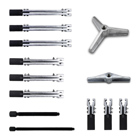 Съемник двух-трехлапый сборный универсальный, 13 предмета(длина лап - 120, 230, 280мм; ширина - 145мм), в кейсе Forsage F-04J1015