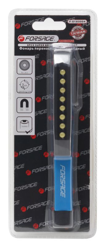 Фонарик переносной светодиодный в комплекте с батарейками (8LED, 3xAAA), в блистере Forsage F-01X0004