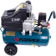 Компрессор 24л поршневой с прямым приводом (1.5кВт, ресивер 24л,8 бар, 180Л/м, 220В) Forsage F-BM20/24
