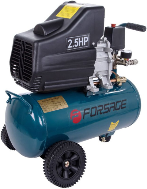 Компрессор 24л поршневой с прямым приводом (1.5кВт, ресивер 24л,8 бар, 180Л/м, 220В) Forsage F-BM20/24