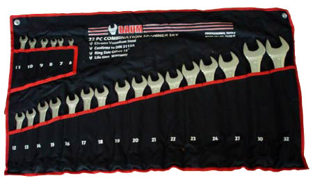 Набор ключей рожково-накидных на полотне 22 пр. (6-32 мм) (код 30-22M)