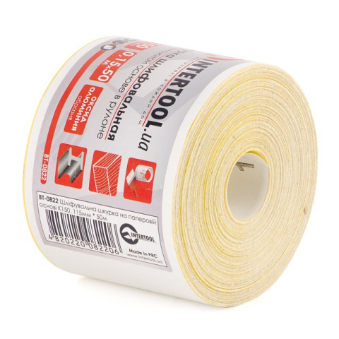 Шлифовальная шкурка на бумажной основе К150, 115мм*50м. INTERTOOL BT-0822