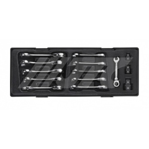 Набор ключей рожково-накидных 8-19мм., укороченных с трещоткой 14ед.