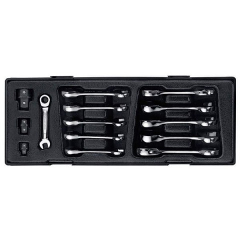 Набор ключей рожково-накидных 8-19мм., укороченных с трещоткой 14ед.