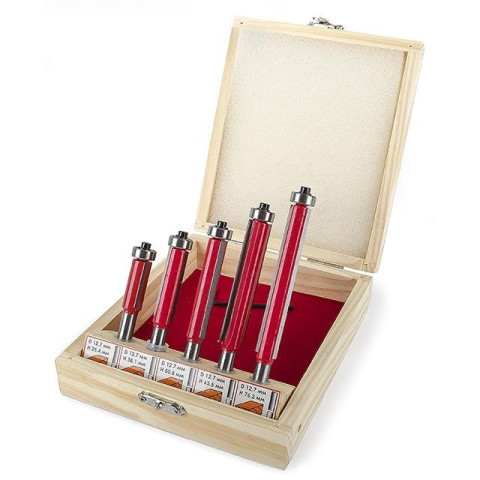 Набор фрез кромочных прямых в деревянном кейсе INTERTOOL HT-0076