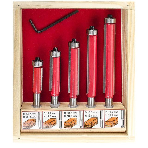 Набор фрез кромочных прямых в деревянном кейсе INTERTOOL HT-0076