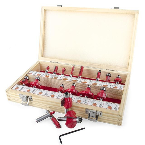 Набор фрез по дереву в деревянном кейсе INTERTOOL HT-0073