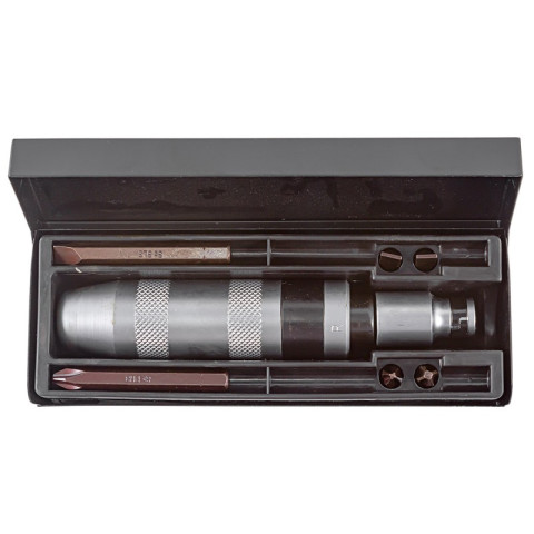 Отвертка ударная с защитной рукояткой, набором бит и адаптером,8пр.1/2''(F)х5/16''(F) (PH3х35мм, PH3х70мм-2шт, SL9х35мм, SL9х70мм-2шт),в кейсе