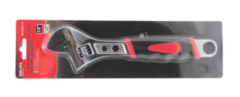 Ключ разводной с прорезиненной рукояткой и профильными отверстиями в корпусе под гайки (6гр.-8, 9мм; 12гр-17мм) 10"-250мм, в блистере BaumAuto BM-02002-10