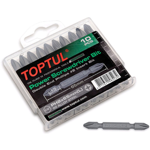 Набор бит двухсторонних TOPTUL 1/4" PH2х65мм 10шт. GAAW1001