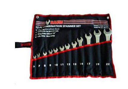 Набор ключей рожково-накидных отогнутых на 75° на полотне 12 пр. (6-22 мм) (код 40-12M)