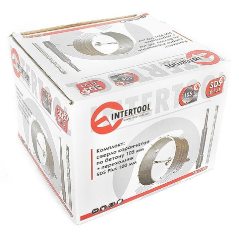 Комплект: сверло корончатое по бетону 105мм + переходник SDS Plus 100мм INTERTOOL SD-7105