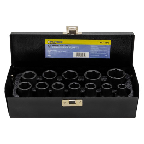 Набор головок ударных 12 предметов,1/2" (10, 12-19, 21, 22, 24мм), в кейсе Partner PA-4121MPB
