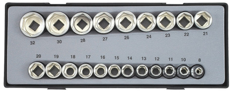 1/2" Набор головок 6-гранных 21 пр. (код T4212)