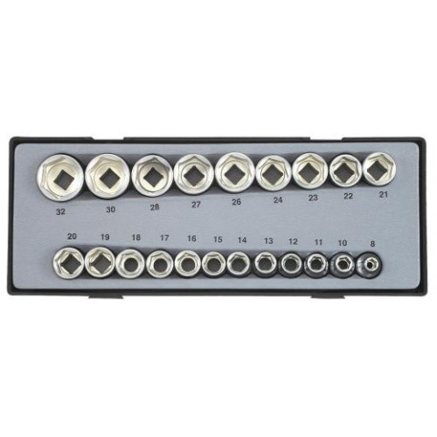 1/2" Набор головок 6-гранных 21 пр. (код T4212)