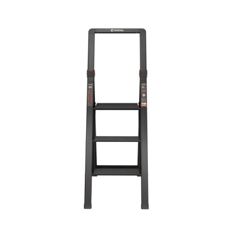 Стремянка алюминиевая "Black Slim", 3 ступени, высота верхней ступени 684мм, 150 кг, STORM INTERTOOL LT-5003