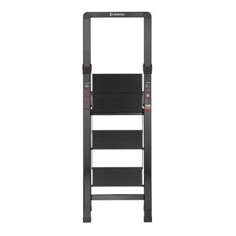 Стремянка алюминиевая "Black Slim", 3 ступени, высота верхней ступени 684мм, 150 кг, STORM INTERTOOL LT-5003