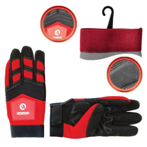 Перчатка Microfiber тканевая красная INTERTOOL SP-0143