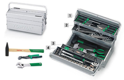 Переносной ящик с инструментом TOPTUL (5 секций) 65 ед. 1/2" GCAZ0003