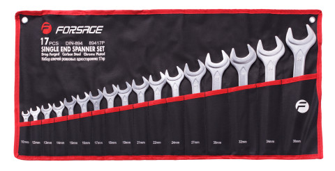 Ключи рожковые односторонние, набор 17 предметов (10-36мм) Forsage F-89417P