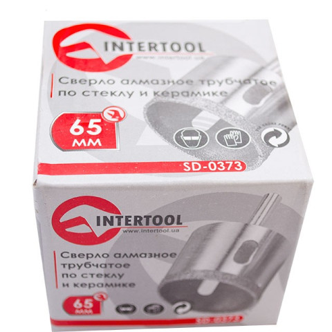 Сверло алмазное трубчатое по стеклу и керамике 65 мм INTERTOOL SD-0373