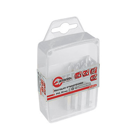 Комплект отверточных насадок PH2 1/4"x50мм INTERTOOL VT-0014