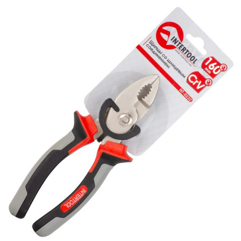 Щипцы со шлицевым соединением 160 мм CrV с изолированными рукоятками INTERTOOL NT-0232