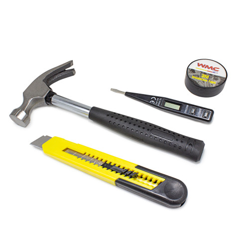 Набор инструментов 11пр.(плоскогубцы,нож,рулетка,отвертки,изолента,молоток)