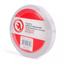 Скотч двухсторонний 19 мм*5 м на вспененной основе INTERTOOL KT-0972