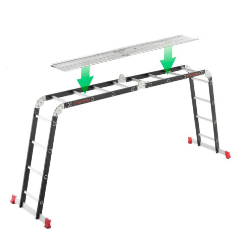 Лестница мультифункциональная трансформер 4х4ступени, стальной профиль, 4450мм, 150 кг INTERTOOL LT-0024
