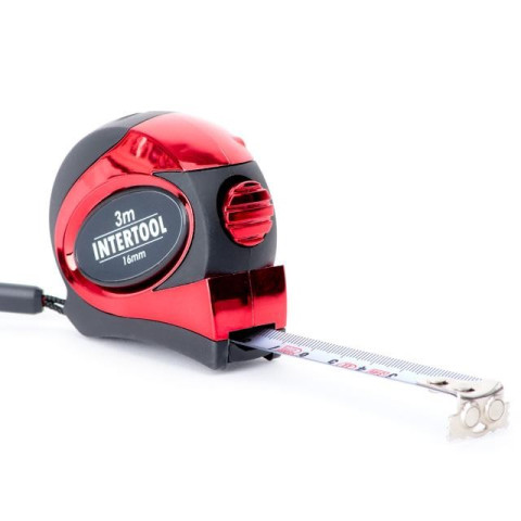 Рулетка 3м с автоматической блокировкой полотна INTERTOOL MT-0803