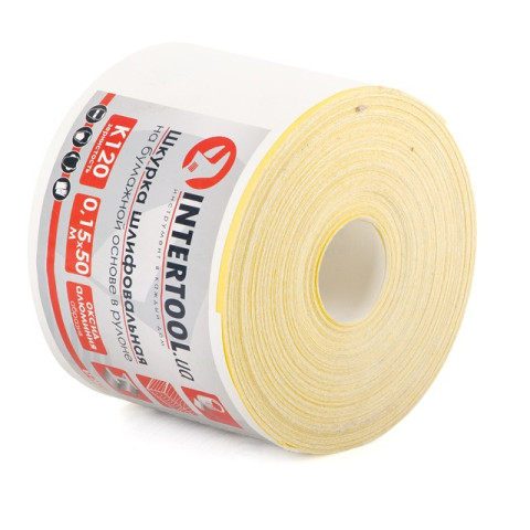 Шлифовальная шкурка на бумажной основе К120, 20cм*50м. INTERTOOL BT-0821