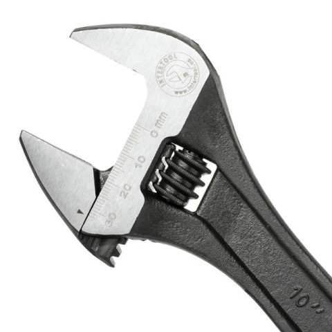 Ключ разводной 250мм, Cr-V, черный, фосфатированный, с полированной головкой INTERTOOL XT-0060