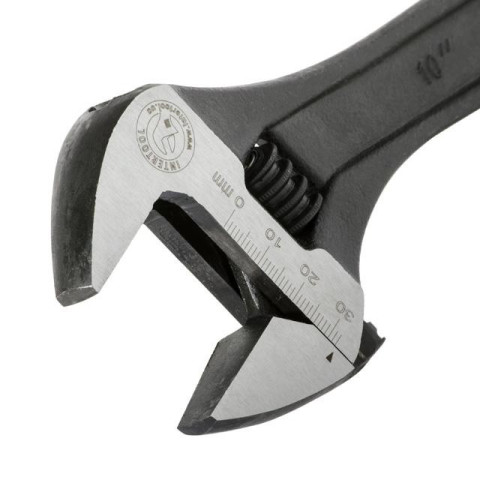 Ключ разводной 250мм, Cr-V, черный, фосфатированный, с полированной головкой INTERTOOL XT-0060