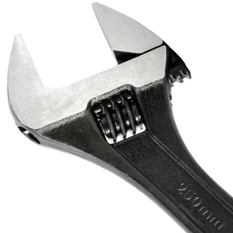 Ключ разводной 250мм, Cr-V, черный, фосфатированный, с полированной головкой INTERTOOL XT-0060