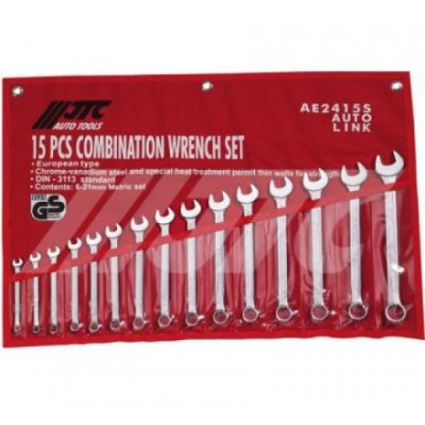 Набор ключей рожково-накидных 6-21мм 15ед. (ЕВРО-ТИП)