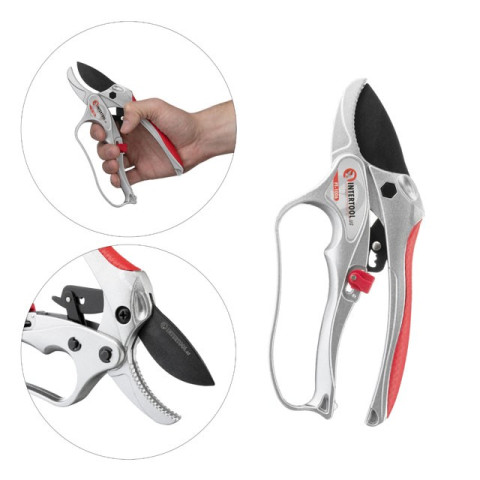 Секатор с храповым механизмом 180мм INTERTOOL FT-1006