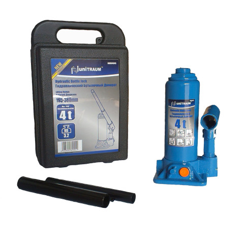 Домкрат бутылочный 4 т (Н=194+118+60 мм) в пластиковом кейсе (код UN90404S)