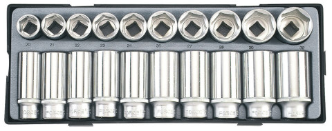 1/2" Набор головок 6-гранных коротких и глубоких 20 пр. (код T4203)