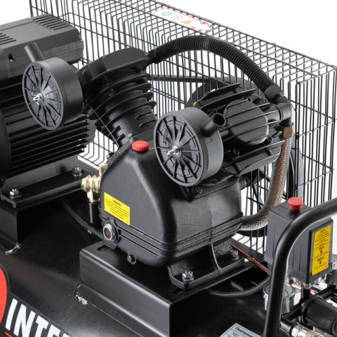 Компрессор 100 л, 3 кВт, 220 В, 8 атм, 500 л/мин, 2 цилиндра INTERTOOL PT-0014