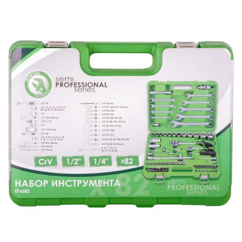 Набор инструментов 1/2" & 1/4"; 82ед INTERTOOL ET-6082SP