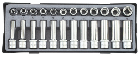 1/2" Набор головок 6-гранных коротких и глубоких 24 пр. (код T4248)