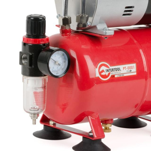 Компресор безмастильний 3 л, 0,3 кВт, 220 В, 3,2атм, 50л / хв INTERTOOL PT-0001