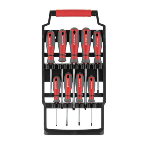 Набор отверток 9 ед ( SL3.0*75мм, SL5.0*75мм, SL6.0*100мм, SL6.0*150мм, SL8.0*150мм, PH0*75мм, PH1*75мм, PH2*100мм, PH3*150мм) INTERTOOL VT-3349