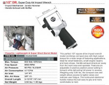 Гайковерт для шиномонтажа пневматический TOPTUL 1/2" 678 Nm 9500об/мин супер-короткий KAAQ1650